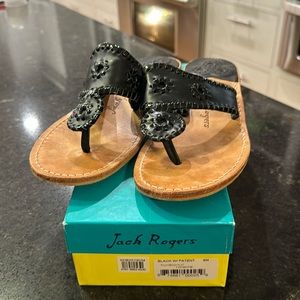 Jack Rogers Black w Black Patent Accents
